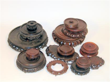 Thirteen Chinese wood stands   