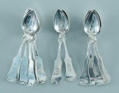 Thirteen coin silver spoons: s