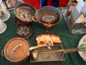 THIRTEEN COPPER UTENSILS AND K