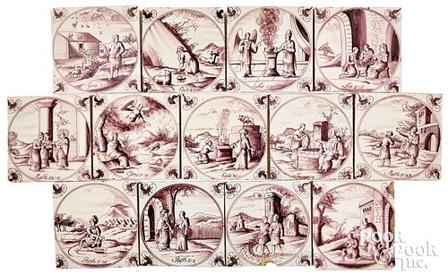 THIRTEEN DELFT MANGANESE BIBLICAL