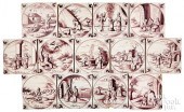THIRTEEN DELFT MANGANESE BIBLI