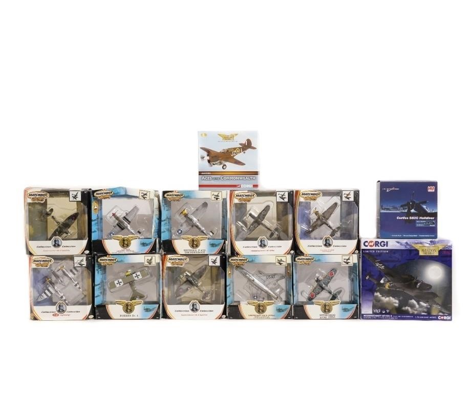 Thirteen diecast airplanes to