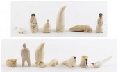 THIRTEEN ESKIMO CARVED FIGURES