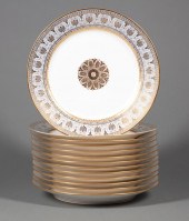 THIRTEEN FRENCH SEVRES GILT AN