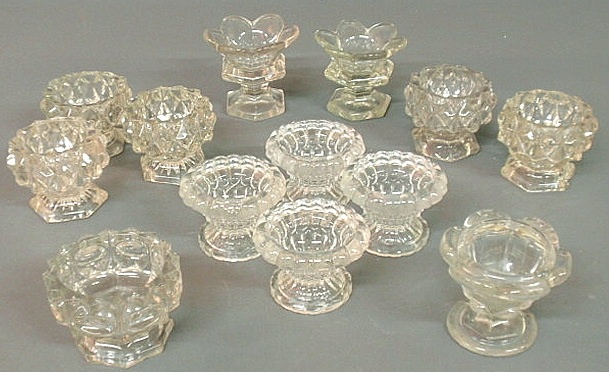 Thirteen glass master salts 19th c.