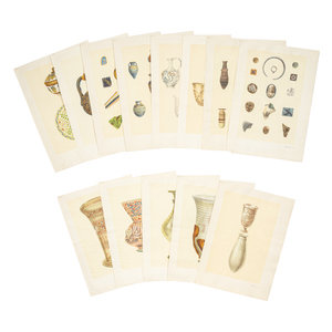 Thirteen Hand Colored Prints