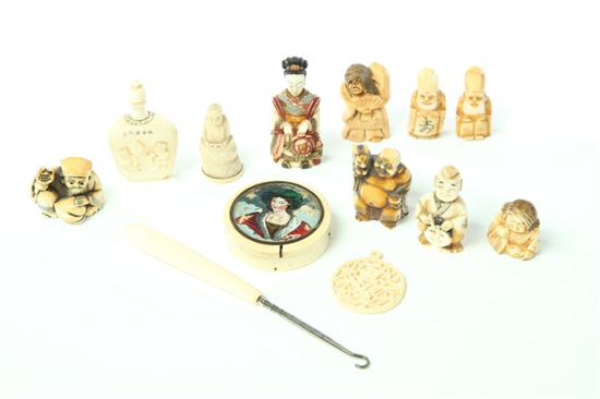 THIRTEEN IVORY ITEMS INCLUDING