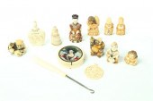 THIRTEEN IVORY ITEMS INCLUDING