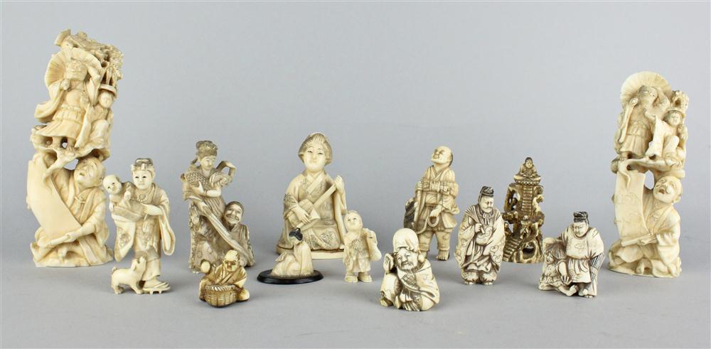 THIRTEEN JAPANESE NETSUKE AND OTHER