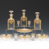 THIRTEEN MOSER GLASS AND GILT