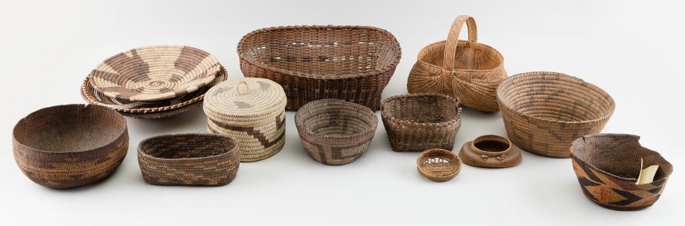 THIRTEEN NATIVE AMERICAN BASKETS