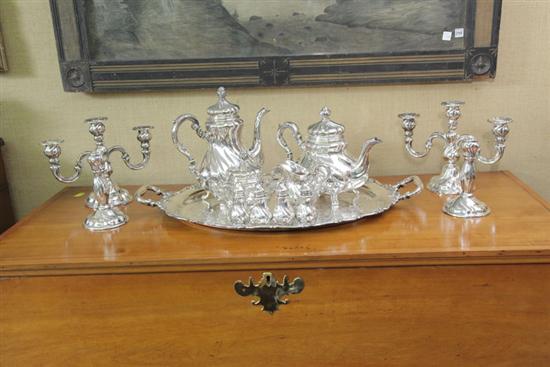 THIRTEEN PIECE SILVER TEA SET.