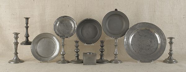 Thirteen pieces of pewter 19th c.