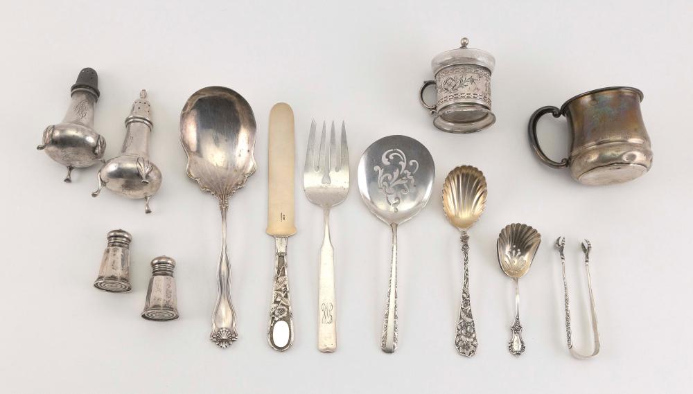 THIRTEEN PIECES STERLING SILVER