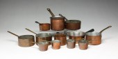 THIRTEEN SMALL COPPER PANS. Tw