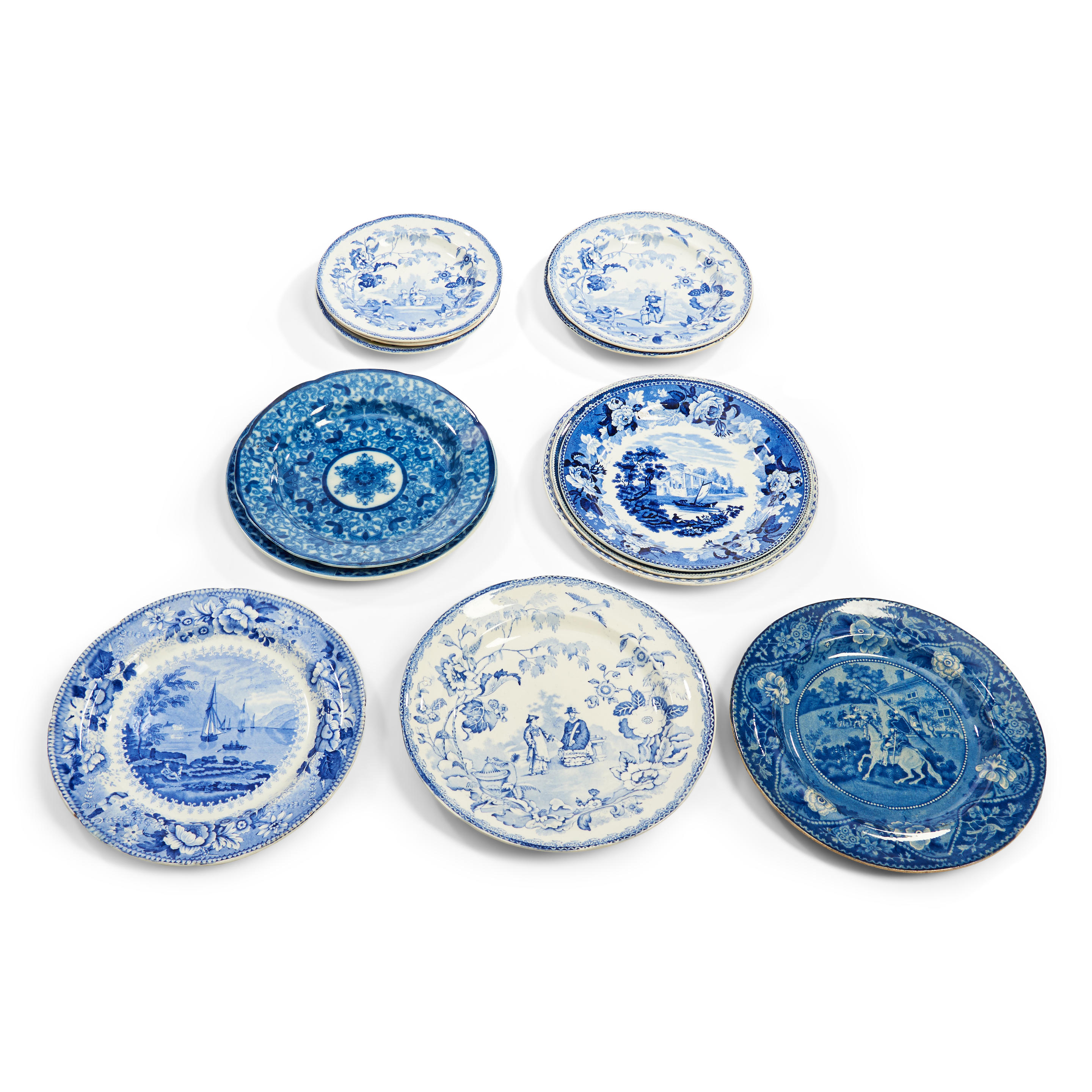 THIRTEEN STAFFORDSHIRE BLUE