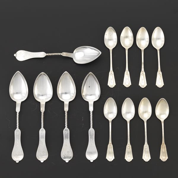 THIRTEEN STERLING AND COIN SILVER