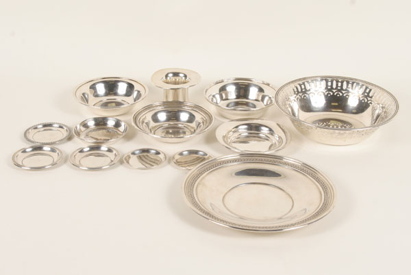 Thirteen sterling silver bowls
