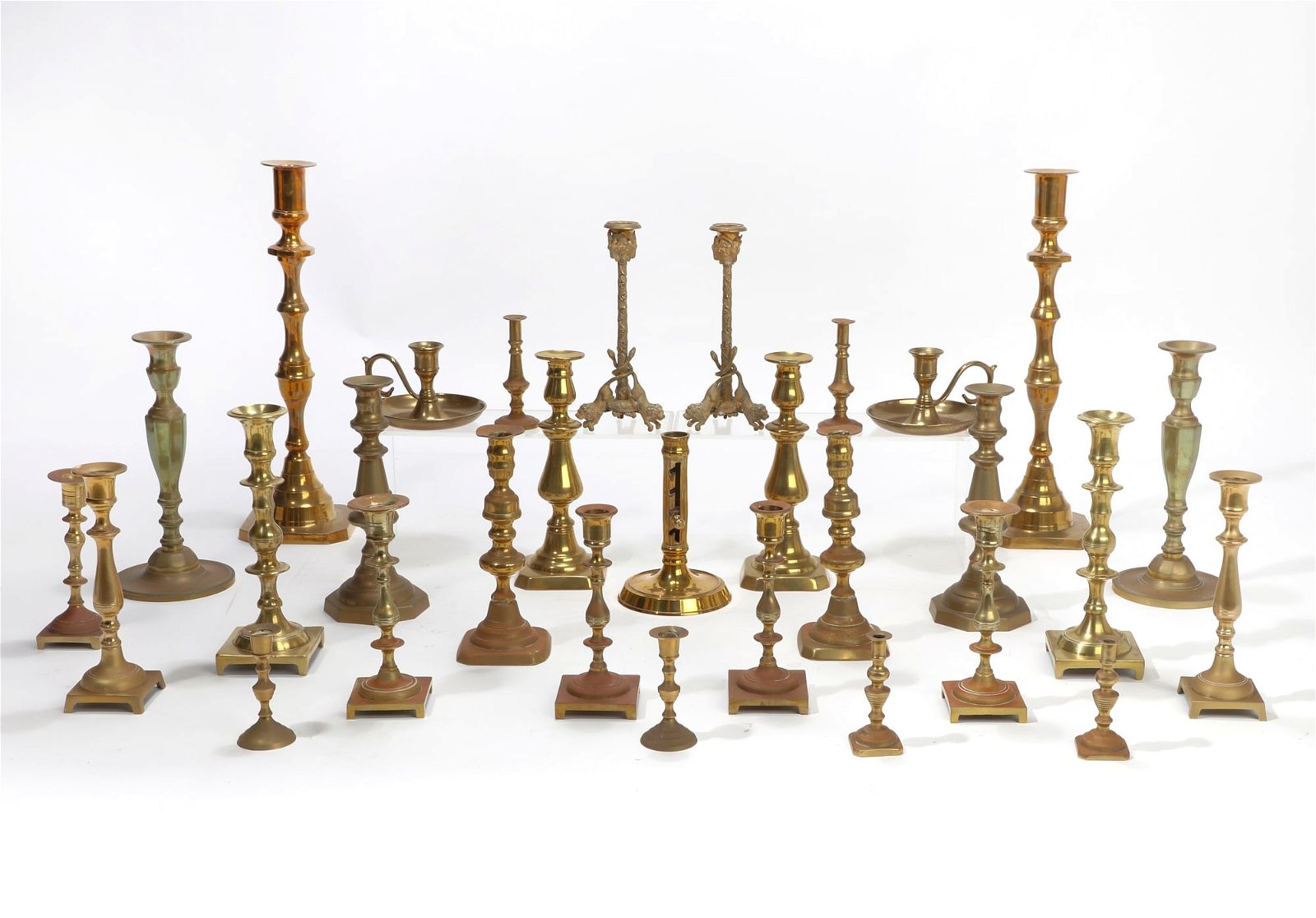THIRTY BAROQUE STYLE BRASS & BRONZE