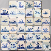 THIRTY-FOUR DELFTWARE TILES<br
