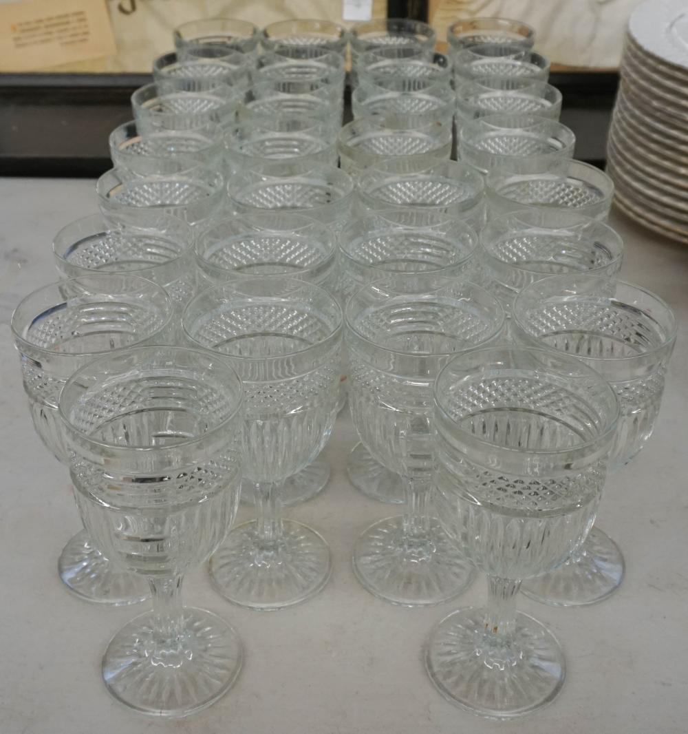 THIRTY PRESSED CLEAR GLASS STEM