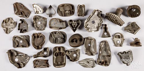 THIRTY TIN COOKIE CUTTERS, 19TH AND