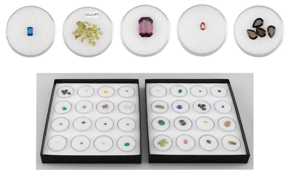 THIRTY-TWO ASSORTED GEMSTONES BOXES