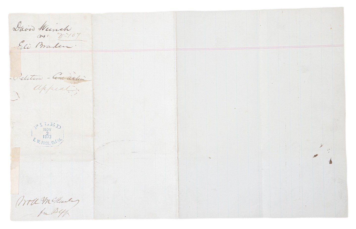 This is a cover page to a legal