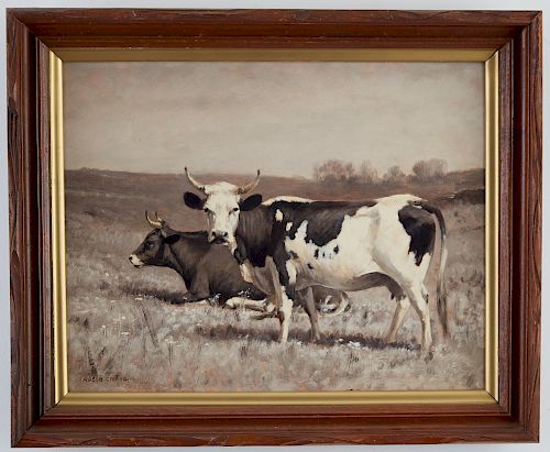 THOMAS CRAIG COWS OIL ON