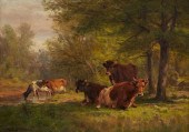 THOMAS CRAIG COWS OIL ON CANVA
