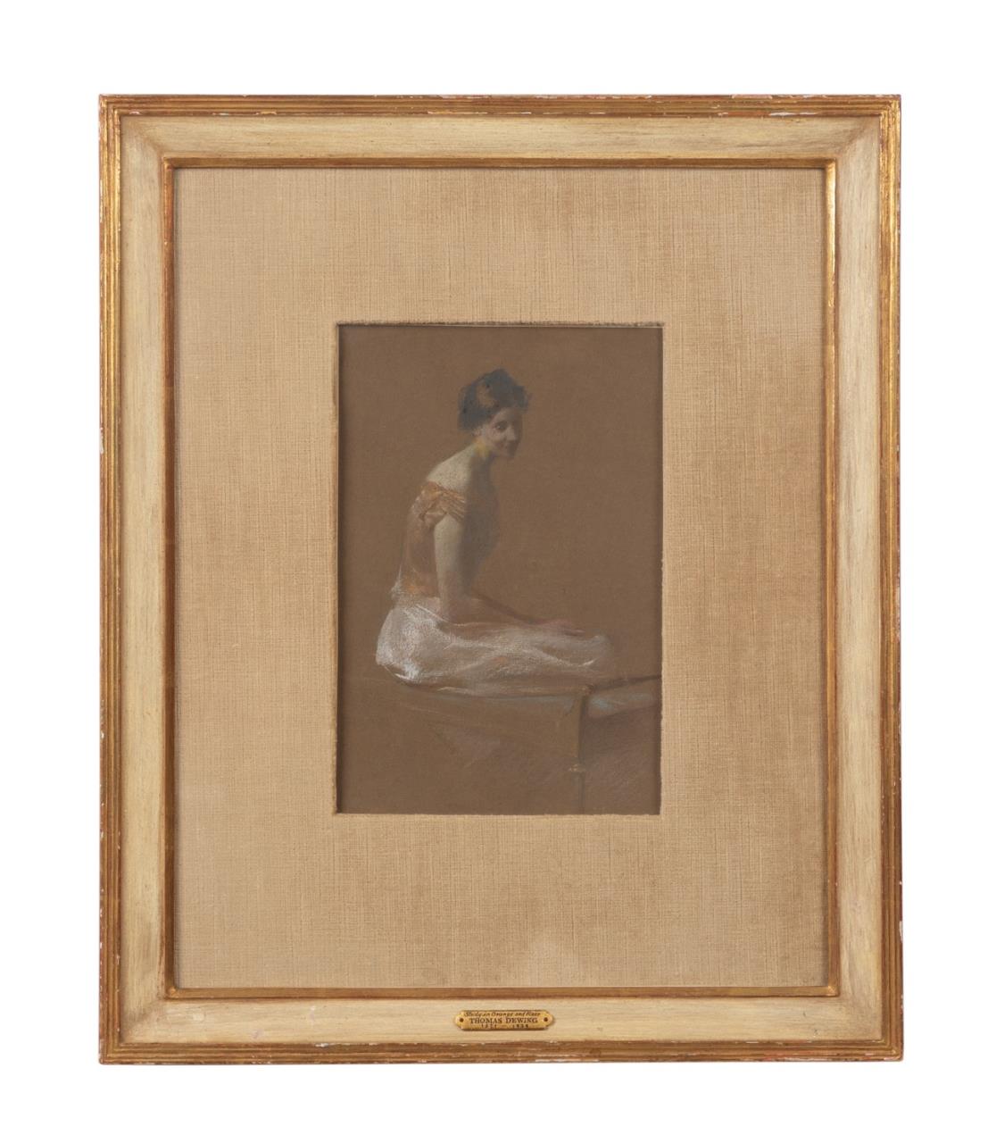 THOMAS DEWING PASTEL, SIGNED,