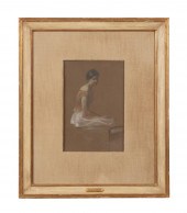 THOMAS DEWING PASTEL, SIGNED,