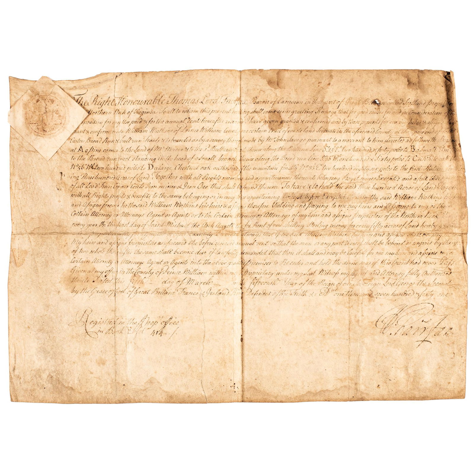 THOMAS FAIRFAX 6TH LORD FAIRFAX