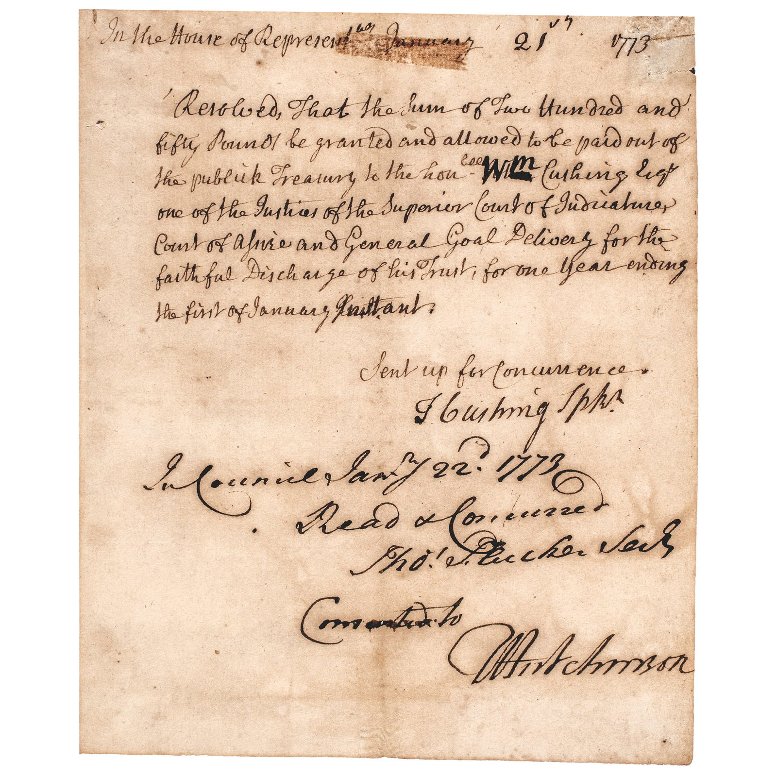THOMAS HUTCHINSON SIGNED KING V