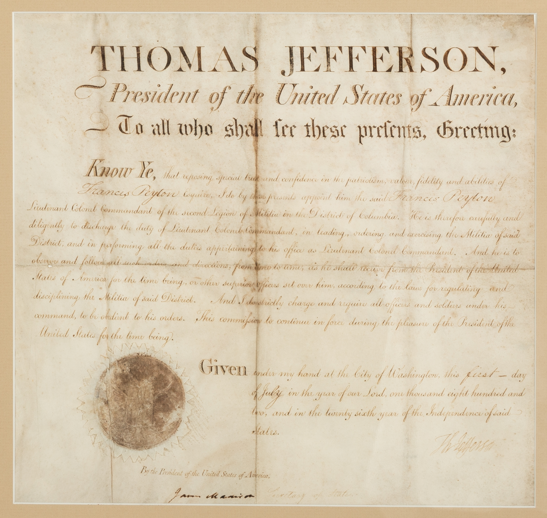 THOMAS JEFFERSON, 1802