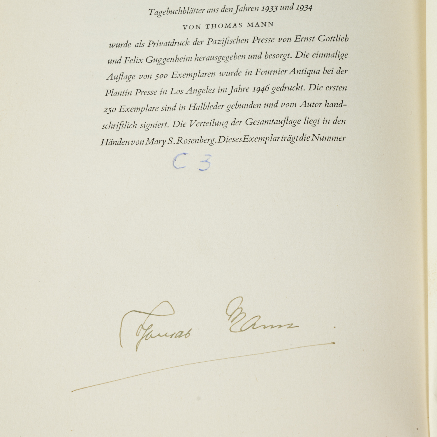 THOMAS MANN, PAIR OF SIGNED,