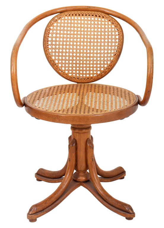 THONET CANED BENTWOOD SWIVEL DESK