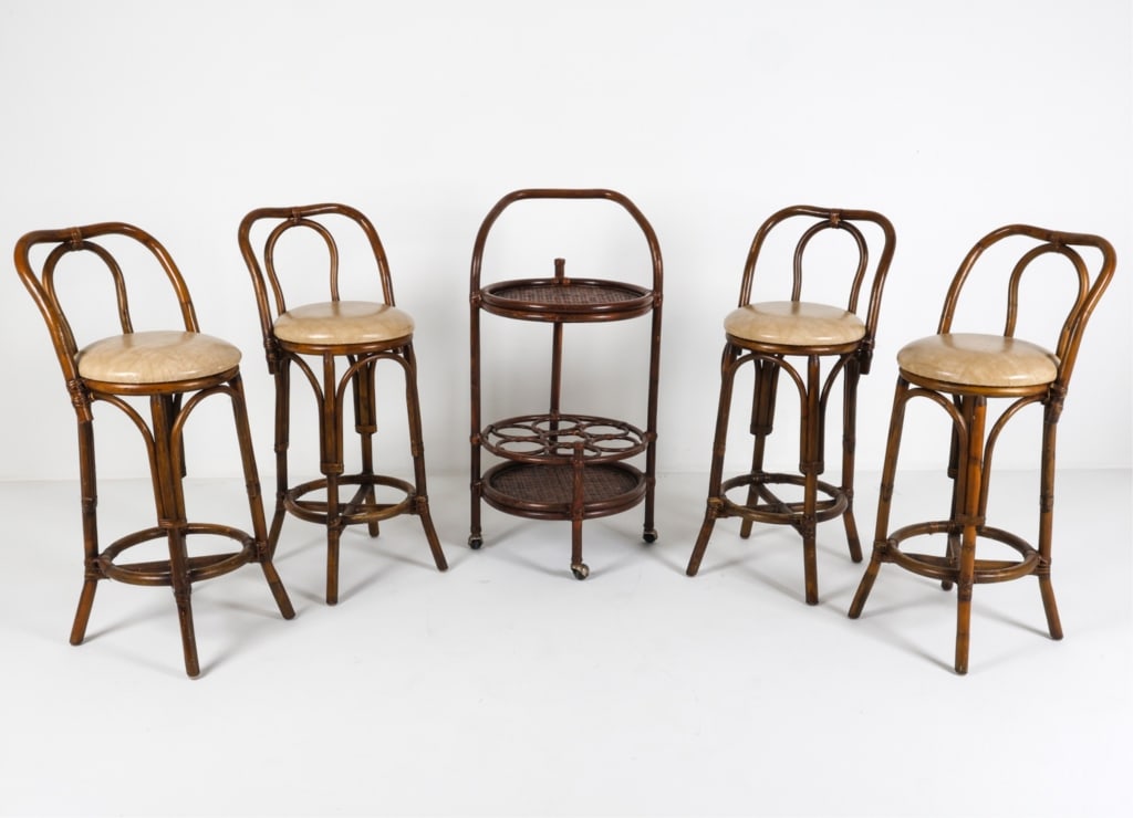 THONET STYLE BAMBOO STOOLS W/ BAR