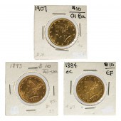 THREE $10 LIBERTY GOLD EAGLES:
