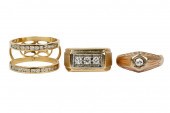 THREE 14 KARAT GOLD & DIAMOND