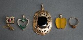 THREE 14-KARAT GOLD AND STONE