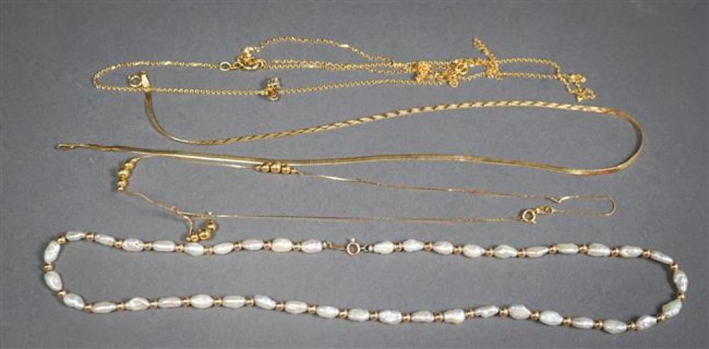 THREE 14-KARAT GOLD NECKLACES (4