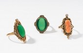 THREE 14 KARAT YELLOW GOLD DIA