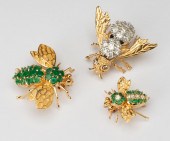 THREE 14 KARAT YELLOW GOLD DIA
