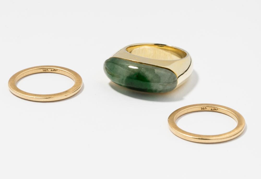 THREE 14 KARAT YELLOW GOLD