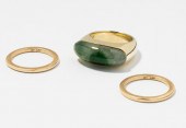 THREE 14 KARAT YELLOW GOLD RIN
