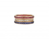 THREE 14K GOLD AND GEMSET BAND