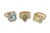 THREE 14K GOLD GEMSTONE COCKTA