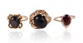 THREE 14K YELLOW GOLD GEMSTONE
