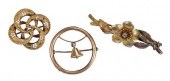 THREE 14KT. ANTIQUE GOLD BROOC